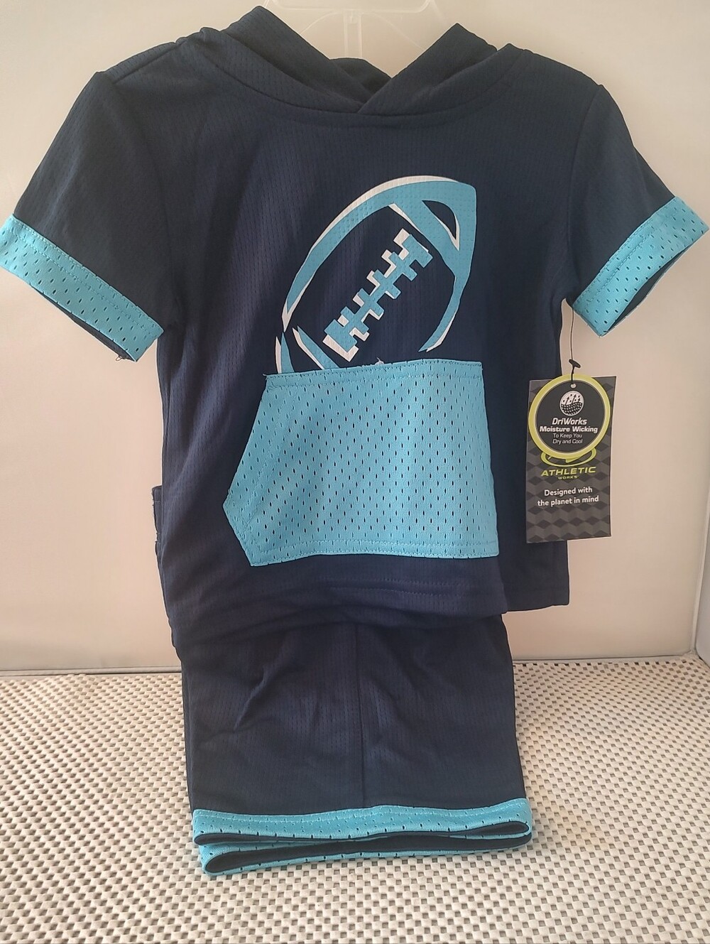 Boys 18 months Top with Hood & Shorts Set Football Baby Toddler NWT Athletic